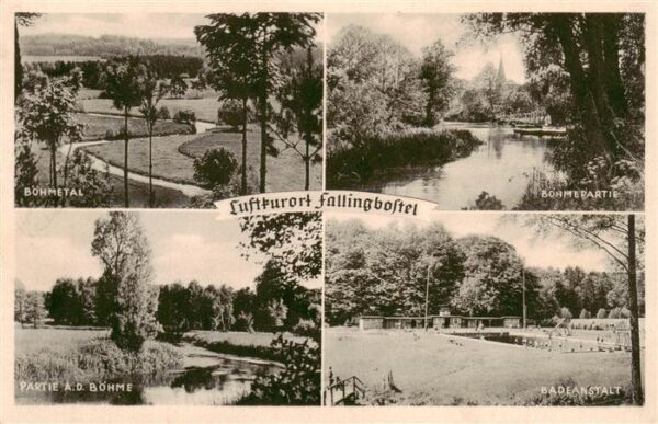 Fallingbostel Bad Panorama Boehmetal Partie am Fluss Badeanstalt