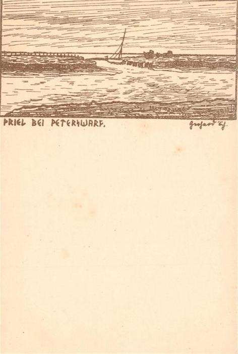 Peterswarf Langeness Nordseebad Priel Federzeichnung von Gerhard Schomerus Kuens