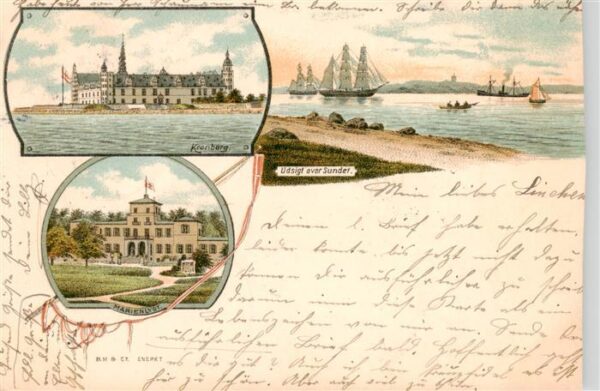 Kopenhagen Kjoebenhavn DK Kronburg Marienlyst Udsigt over Sundet Litho