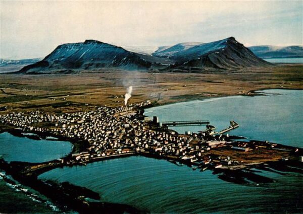 Akranes Iceland A thriving fishingtown aerial view