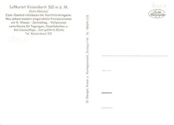 Kaisersbach  Welzheim Gasthof Waldeck – Bild 2