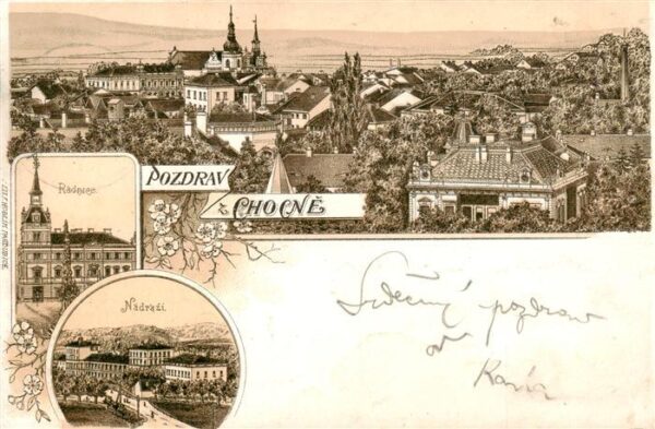 Chocen Chotzen CZ Panorama Radnice Nadrazi