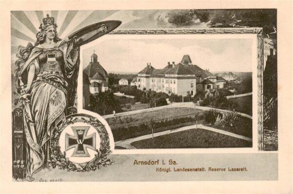 Arnsdorf  Sachsen Koenigl Landesanstalt Reserve Lazarett Feldpost