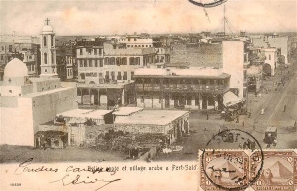 Port-Said Egypt Eglise copte et village arabe