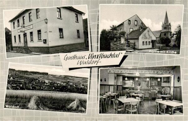 Waldorf  Remagen Ahrweiler Gasthaus Vinxtbachtal Partie mit Kirche Waldorf Gasts