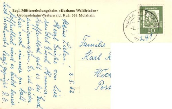 Gebhardshain Ev Muettererholungsheim Kurhaus Waldfrieden – Bild 2