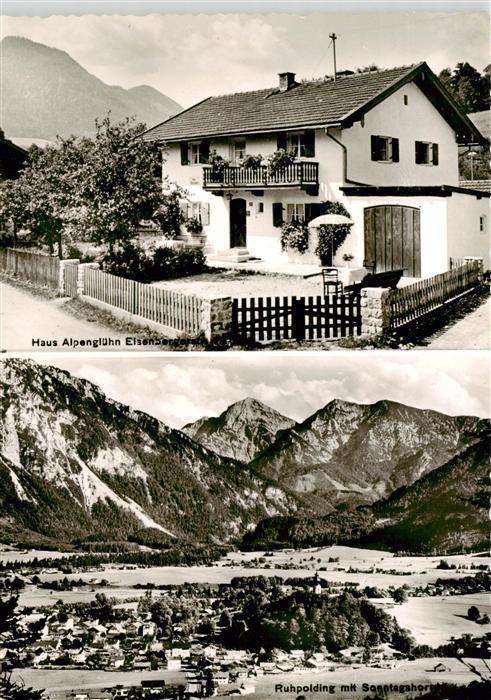Ruhpolding Haus Alpengluehn Eisenbergershaus Fliegeraufnahme mit Sonntagshorn