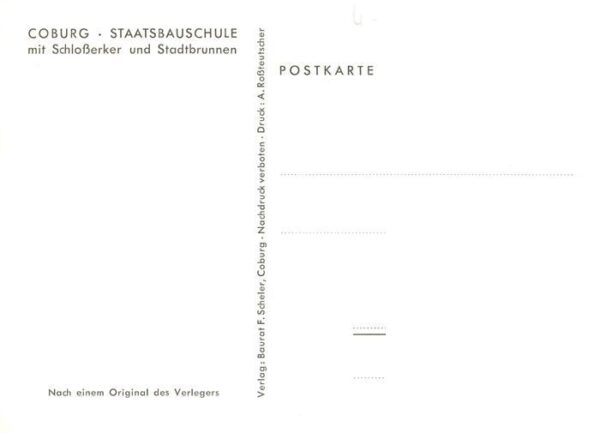 Coburg Bayern Staatsbauschule mit Schlosserker und Stadtbrunnen Gemaelde – Bild 2