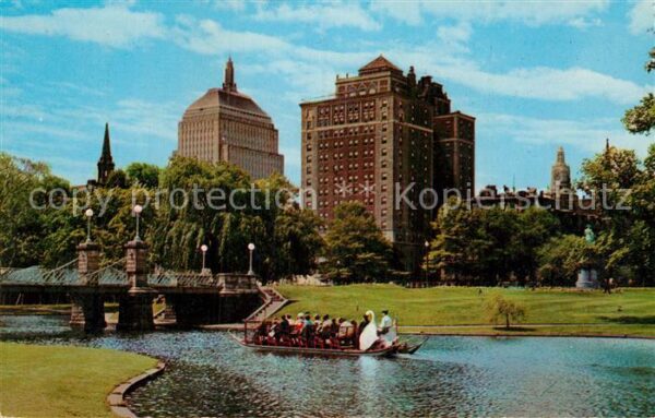 Boston Massachusetts Swan Boat on Public Gardens Unitarian C