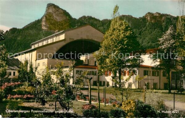 Oberammergau Passionstheater gegen Kofel Huber Postk