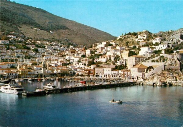 Hydra Greece Malerische Ansicht vom Meer aus Hafen