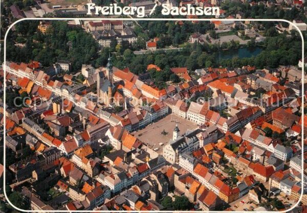 Freiberg Sachsen Stadtzentrum mit Obermarkt Fliegeraufna