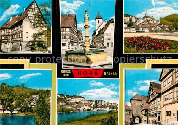 Horb Neckar Fachwerkhaus Brunnen Rosenbeet Neckarpa