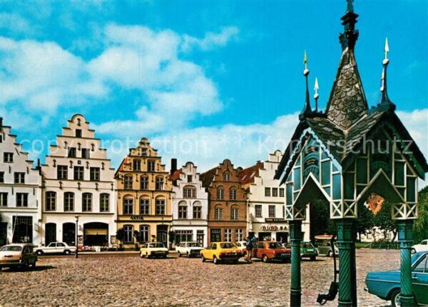 Friedrichstadt Eider Marktplatz mit Giebelhäusern und Marktp