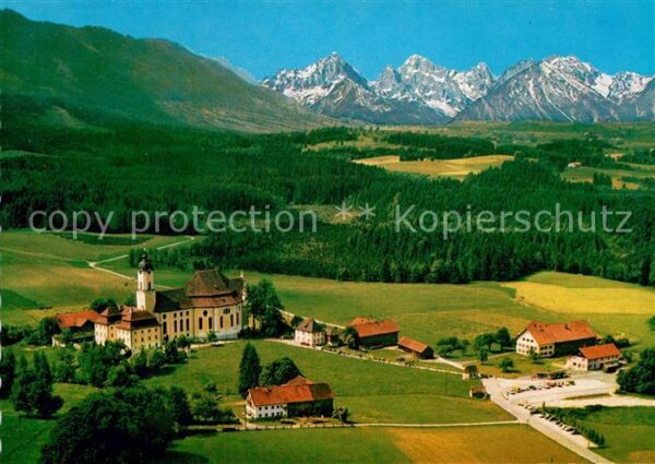 Steingaden Oberbayern Wallfahrtskirche Die Wies Fliegeraufnah