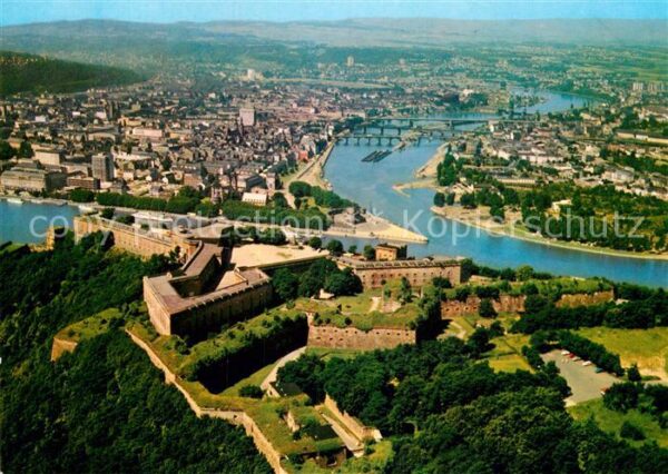 Koblenz Rhein Fliegeraufnahme Festung Ehrenbreitstein