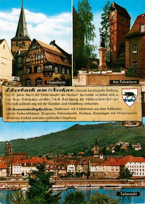 Eberbach Neckar Haspelturm Pulverturm Brunnen Teilansic