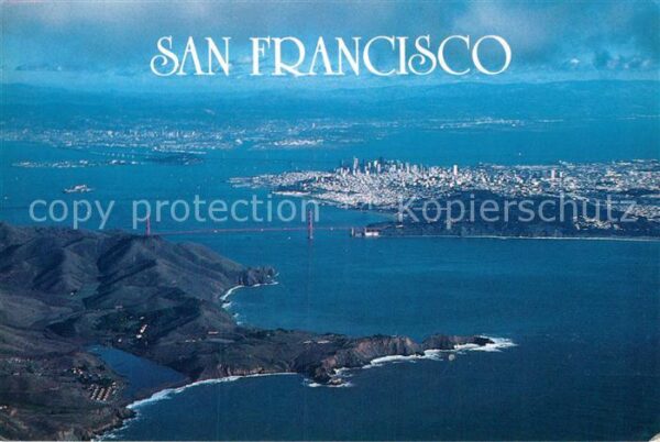 San Francisco California Aerial view shows the Golden Gate Bridg
