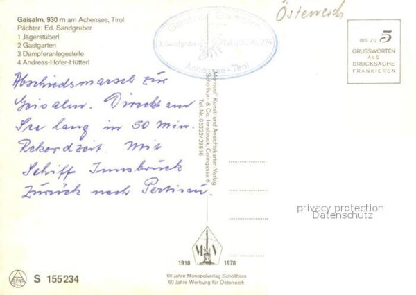 Achensee Gaisalm Jägerstüberl Andreas-Hofer-Hütt – Bild 2