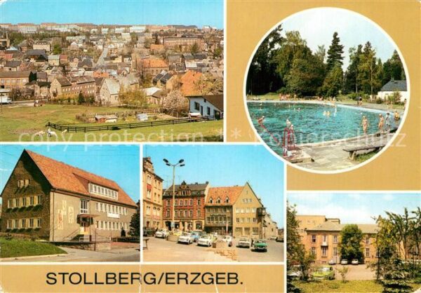 Stollberg Erzgebirge Panorama Freibad Haus der Gewerkschaft
