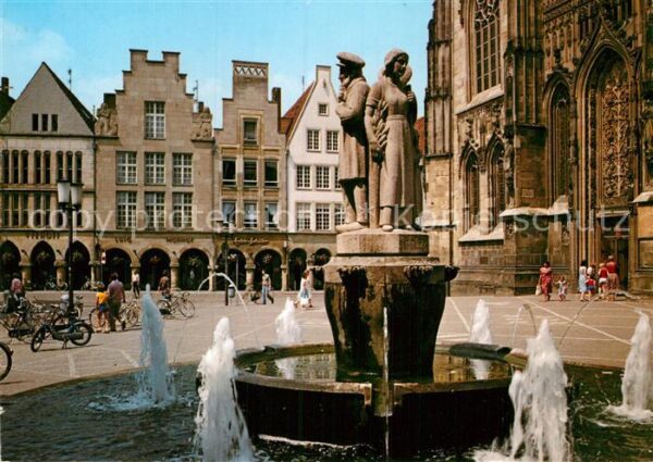 Muenster Westfalen Lambertibrunnen am Kirchplatz mit Prinz