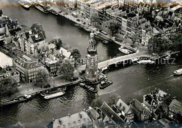 Amsterdam Niederlande Montelbaanstoren Fliegeraufnahme