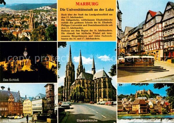 Marburg Lahn Schloss Elisabethkirche Marktbrunnen Ra