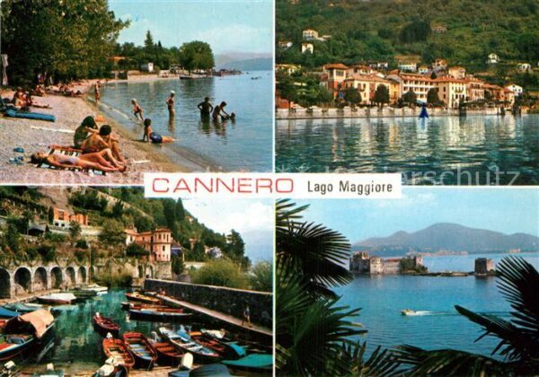 Cannero Riviera Lago Maggiore Uferpartie Strand Hafen Panorama