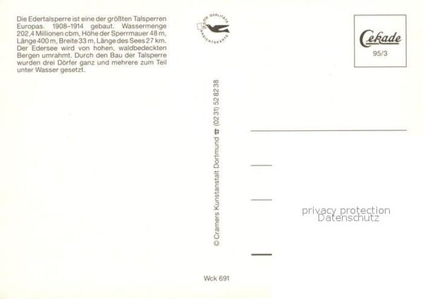 Hemfurth-Edersee Fliegeraufnahme Sperrmauer Edersee – Bild 2