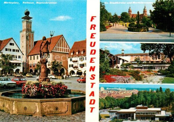 Freudenstadt Marktplatz Rathaus Neptunbrunnen
