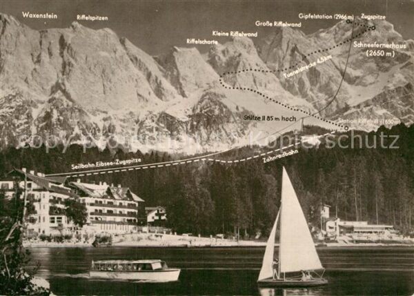 Eibsee Zugspitze Schneefernerhaus Segelboot Wa