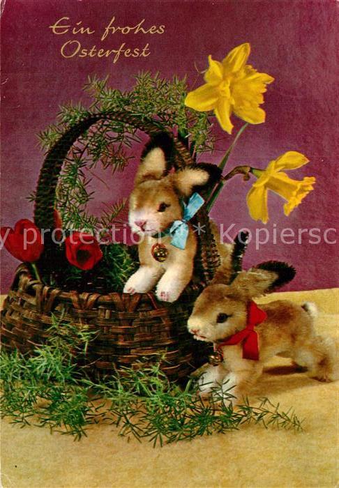 Ostern Easter Paques Hasen Narzissen Tulpen