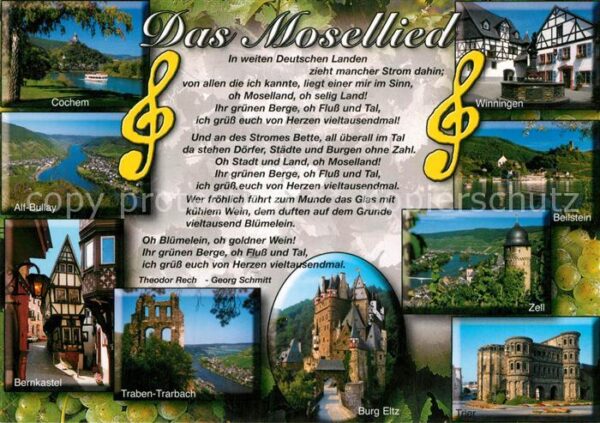 Liederkarte Mosellied Cochem Winningen Alf-Bullay B
