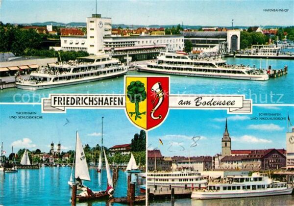 Friedrichshafen Bodensee Hafenbahnhof Yachthafen und Schlosskirc