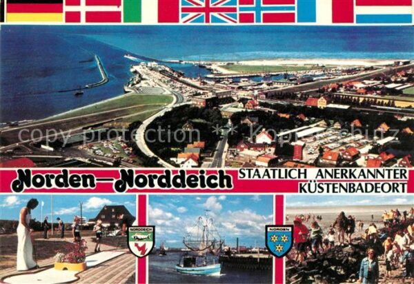 Norden Norddeich Ostfriesland Fliegeraufnahme Minigolf Fischkutter St