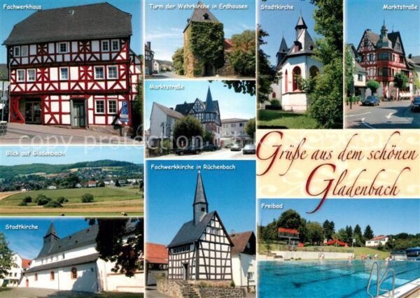 Gladenbach Marktstrasse Freibad Fachwerkhaus Markt