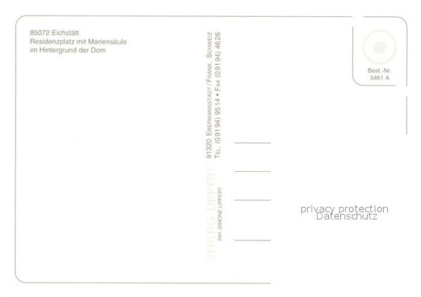 Eichstaett Oberbayern Residenzplatz Mariensäule Dom – Bild 2