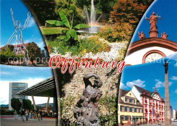 Offenburg Denkmäler Brunnen Stadtansicht Rathaus