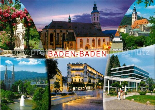 Baden-Baden Stiftskirche Stadtansichten Nachtaufnah