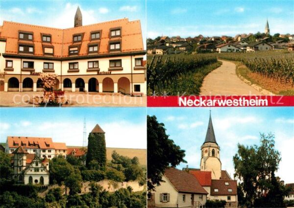 Neckarwestheim Rathaus Kirche Turm Panorama