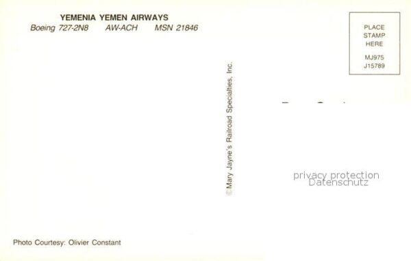 Flugzeuge Zivil Yemenia Yemen Airways Boeing 727-2N8 AW – Bild 2
