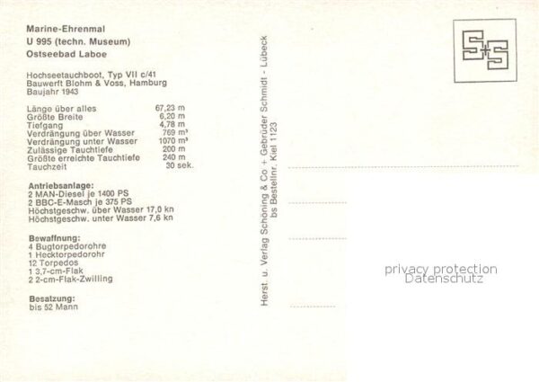 U-Boot Unterseeboot Submarine Sous-Marin U 995 Marine-Ehrenmal Laboe – Bild 2