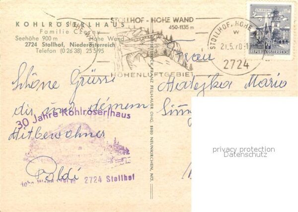 Stollhof Hohe Wand Kohlröserlhaus Gaststätte Restaurant Te – Bild 2