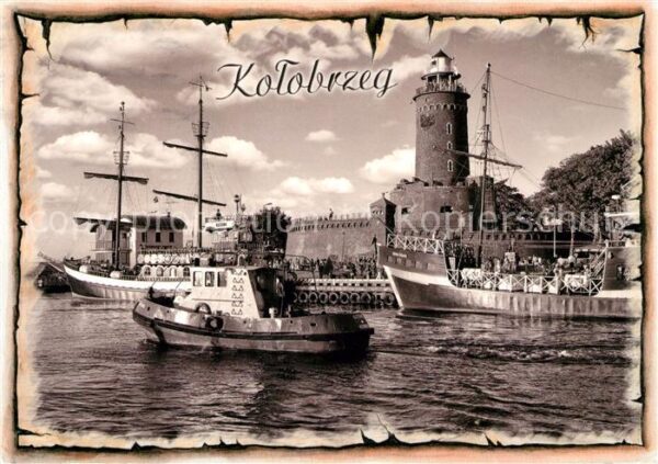 Kolobrzeg Polen Hafen Schiffe Leuchtturm