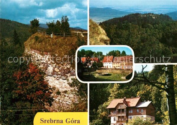 Srebrna Gora Silberberg Landschaftspanorama Felsen Berghaus