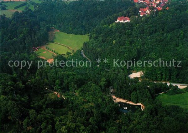 Egloffstein Fliegeraufnahme Schloss Wildgehege Hund