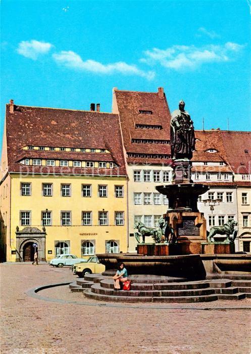 Freiberg Sachsen Obermarkt mit Brunnendenkmal