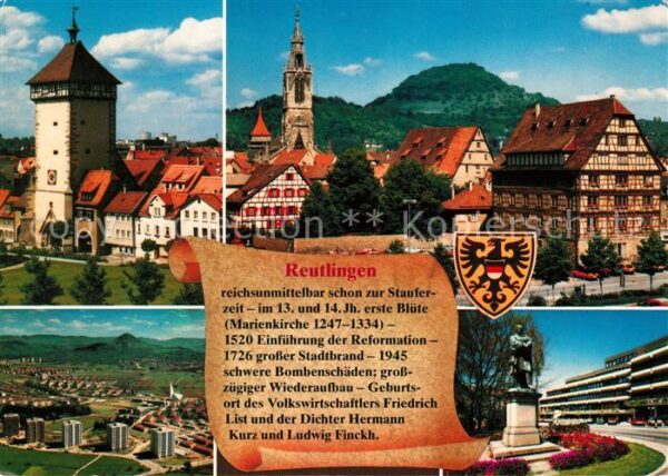 Reutlingen BW Stadttor Kirche Fachwerkhäuser Panorama