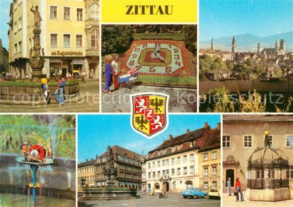 Zittau Rolandbrunnen Blumenuhr Schleifermännch