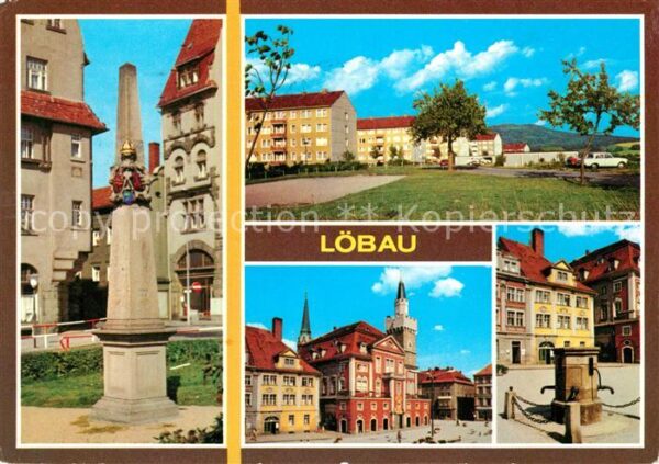 Loebau Sachsen Postmeilensäule Rathaus Platz der Befre